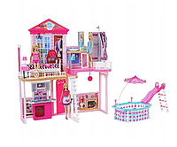 Домик для Барби с 4 комнатами и бассейном + 3 куклы Barbie Dreamhouse Mattel