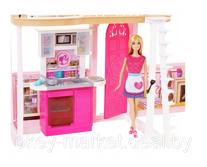 Домик для Барби с 4 комнатами и бассейном + 3 куклы Barbie Dreamhouse Mattel - фото 2 - id-p166641213