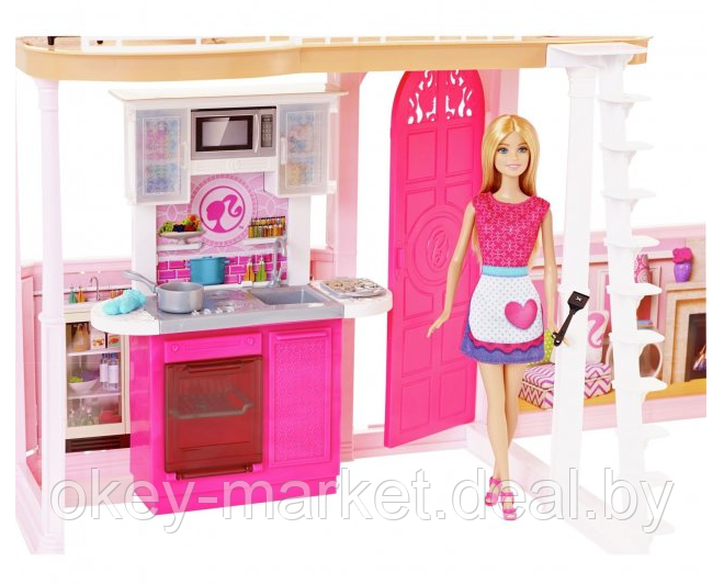 Домик для Барби с 4 комнатами и бассейном + 3 куклы Barbie Dreamhouse Mattel - фото 8 - id-p166641213