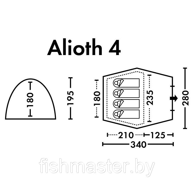 Палатка полуавтоматическая кемпинговая FHM Alioth 4 black-out - фото 4 - id-p166650309