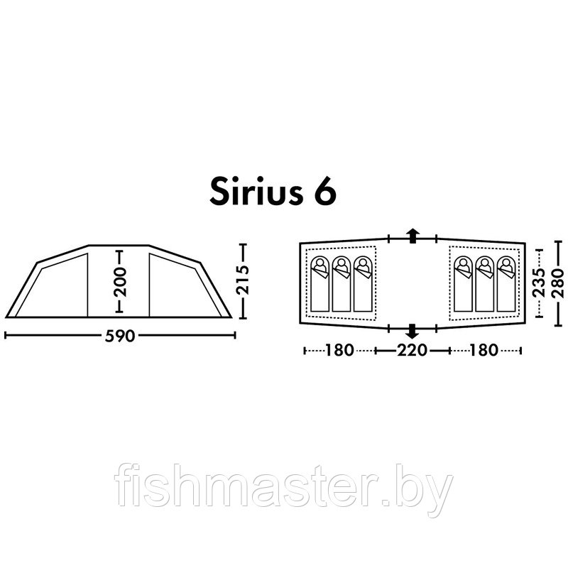 Палатка полуавтоматическая кемпинговая FHM Sirius 6 black-out - фото 5 - id-p166651146