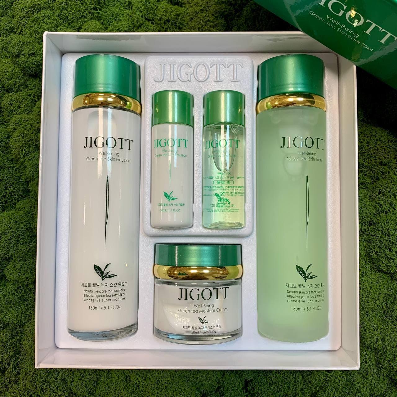 Набор косметический для лица с экстрактом зеленого чая Jigott Well-Being Green Tea Skin Care 3Set - фото 1 - id-p166671713