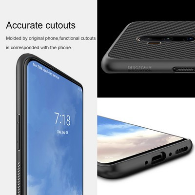 Пластиковый чехол Nillkin Synthetic Fiber Черный для OnePlus 7T Pro - фото 3 - id-p166676059