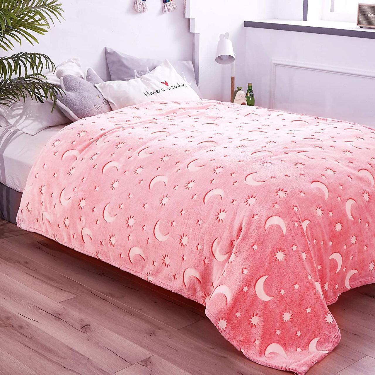 Плед-покрывало Magic Blanket светящееся в темноте. Цвет розовый