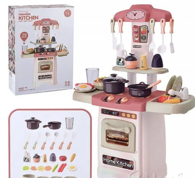 Детская игровая кухня Fashion Kitchen 62 см, 29 предметов, свет звук вода арт. 889-195 - фото 1 - id-p166677540
