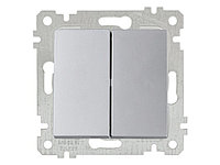 Выключатель 2-клав. (скрытый, без рамки, пруж. зажим) серебро, RITA, MUTLUSAN (10 A, 250 V, IP 20)