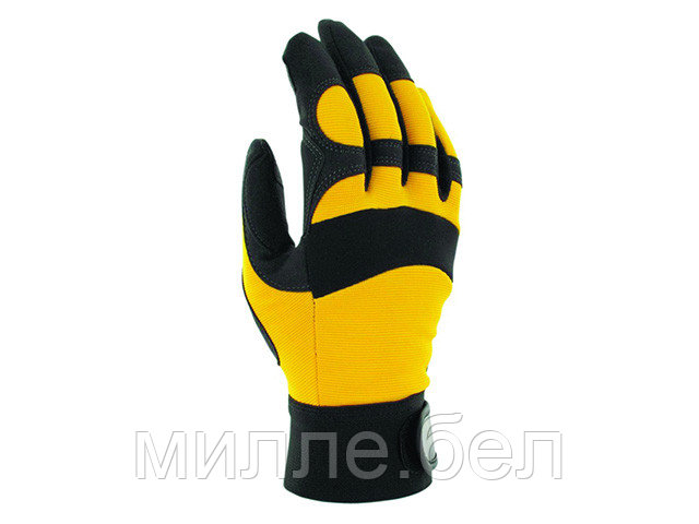 Перчатки виброзащитные из синтетической кожи, р-р 9/L, черно-желтые, JetaSafety (шов: кевлар) (JETA SAFETY) - фото 1 - id-p166686365