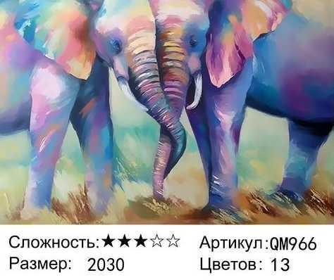 Раскраска по номерам Семейство слонов (QM966), фото 2