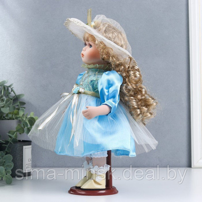 Кукла коллекционная керамика "Наташа в нежно-голубом платье в шляпке" 30 см - фото 3 - id-p166712720