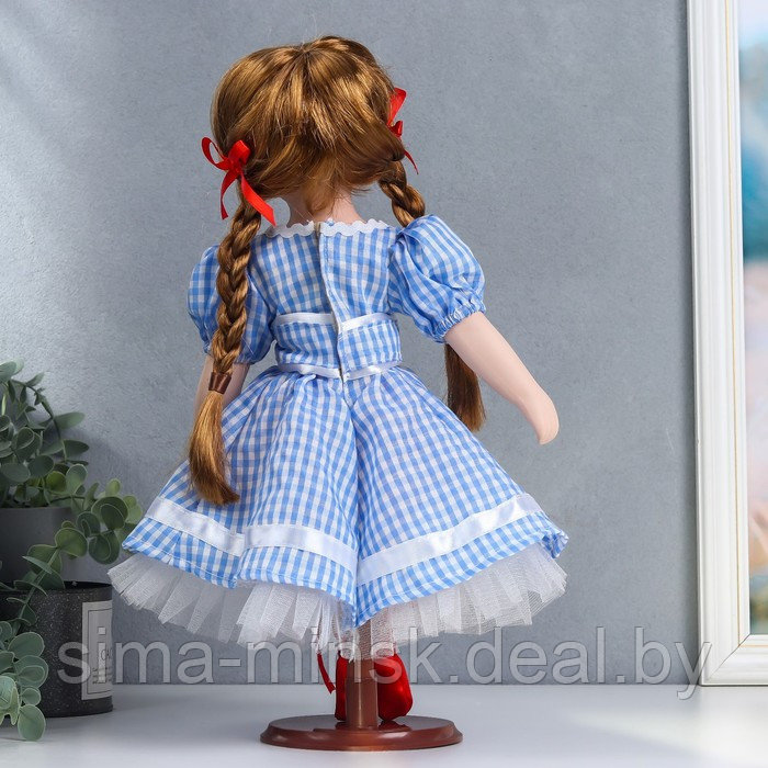 Кукла коллекционная керамика "Мила в синем платье в мелкую клетку" 40 см - фото 4 - id-p166712773