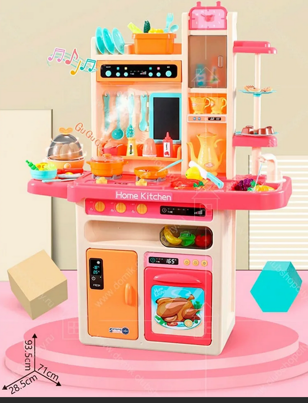 Детская игровая кухня арт. 889-161 с водой, паром, светом, звуком, яйцеварка, 65 предмета, высотой 94 см - фото 10 - id-p166674283