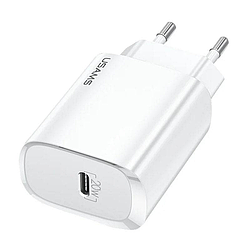 Адаптер сетевой Usams US-CC131 T39 Type-C Single Port PD Fast Charger 20W (EU) White (CC131TC02)