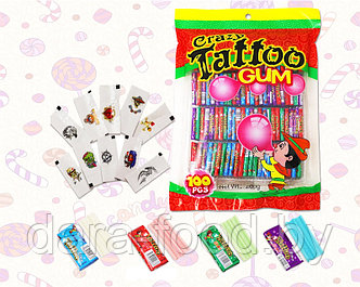 Жевательная резинка "Сrazy tattoo gum"+ тату /100 шт. упаковка