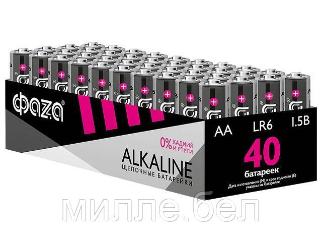 Батарейка 40шт (коробка) AA LR6 1,5V Alkaline LR6A-P40 ФАZА Alkaline Pack-40 (40 батареек в коробке (20 спаек - фото 1 - id-p166720519