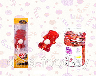 Карамель леденцовая на палочке с жевательной резинкой Candy fruit gum - Панда/ 50 шт. упаковка