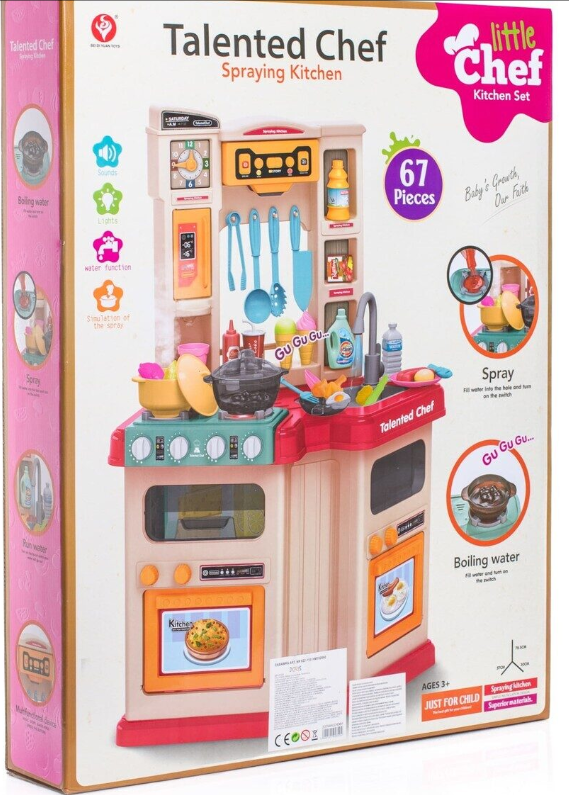 Детская игровая кухня с водой 922-110, свет, звук, пар, 60 предметов