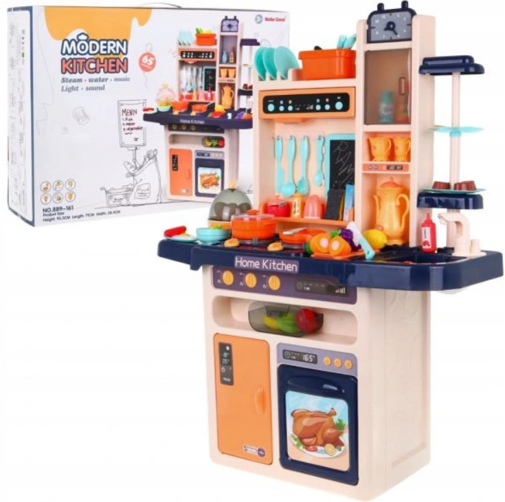 Детская игровая "Кухня" 889-161, высота 94 см, Home Kitcen, вода, пар, светозвуковые эффекты, 65 предметов