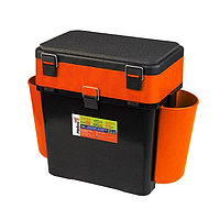 Ящик для зимней рыбалки Helios FishBox 19л двухсекционный с карманами оранжевый