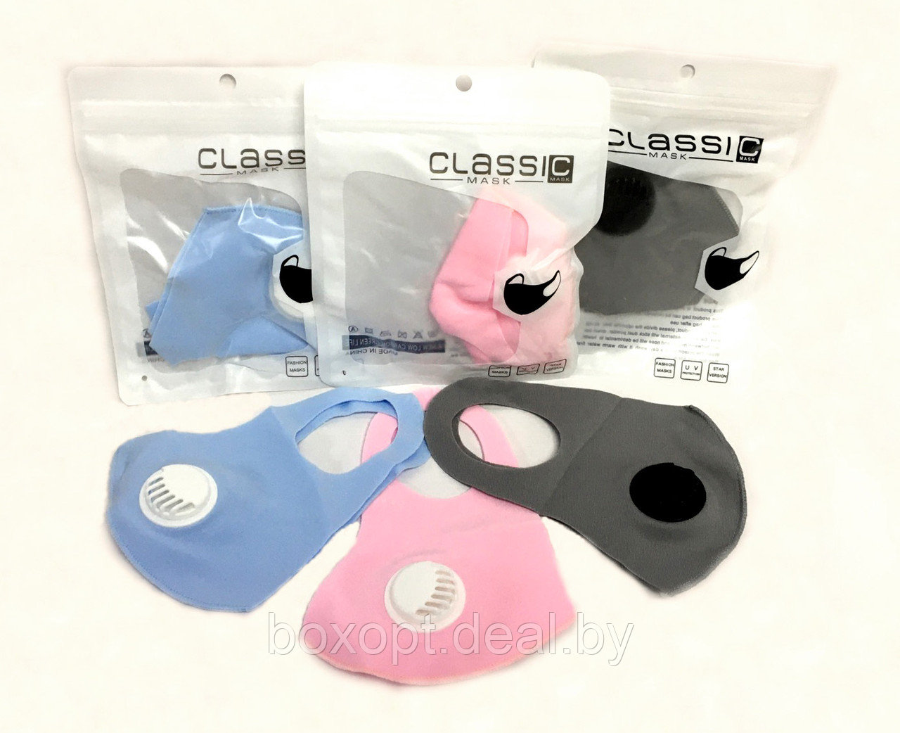 Маска Classic Mask неопреновая с двумя клапанами, цветная - фото 1 - id-p166738716