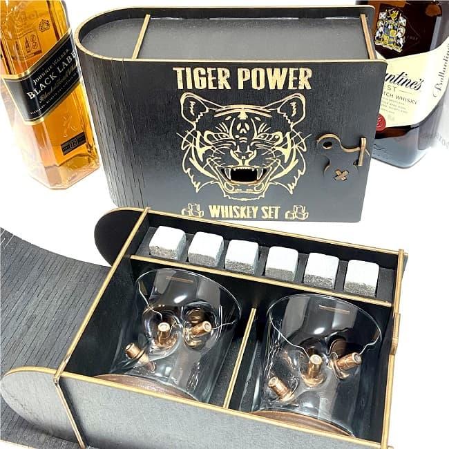 Набор для виски на 2 персоны «TIGER POWER» стаканы с пулями - фото 1 - id-p166764645