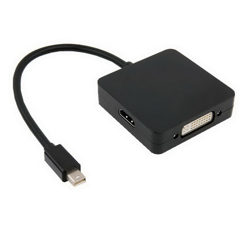 Адаптер - переходник Mini DisplayPort - HDMI - VGA - DVI, квадратный, черный - фото 1 - id-p141928637