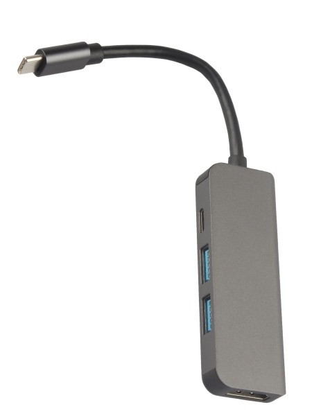 Адаптер - переходник - хаб USB3.1 Type-C на HDMI - USB3.1 Type-C - 2x USB3.0, серый - фото 2 - id-p141925413