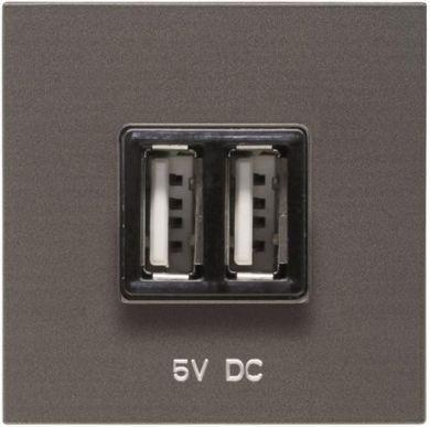 USB зарядное устройство 5V, 2 модуля (1500mA суммарно), антрацит - фото 1 - id-p166765630