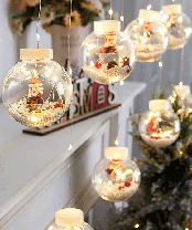 Новогодняя гирлянда штора шарики с игрушкой "Дед Мороз" 3 метра 10 шаров, фото 2
