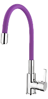 Смеситель для кухни Ledeme L4898-8 с гибким изливом фиолетовый/хром (латунь)