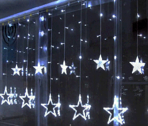 Новогодняя гирлянда штора Звезды 12 шт Холодные белый свет, фото 2
