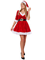 Карнавальный костюм Мисс Санта взрослый 3019 к-21 Пуговка