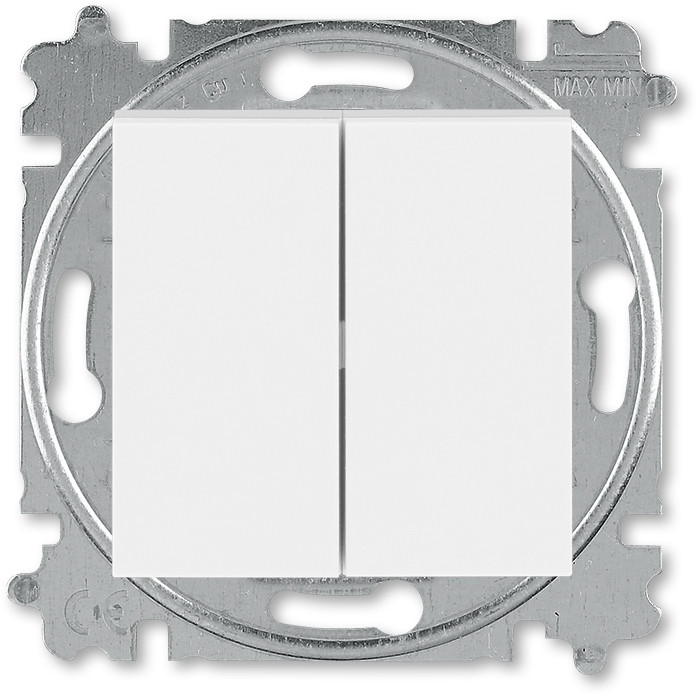 Выключатель кнопочный двухклавишный ABB Levit белый / ледяной - фото 1 - id-p166777615