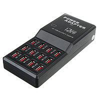 Сетевое зарядное устройство - хаб USB на 12 USB-портов, 5V 1.5-3.5A, черный