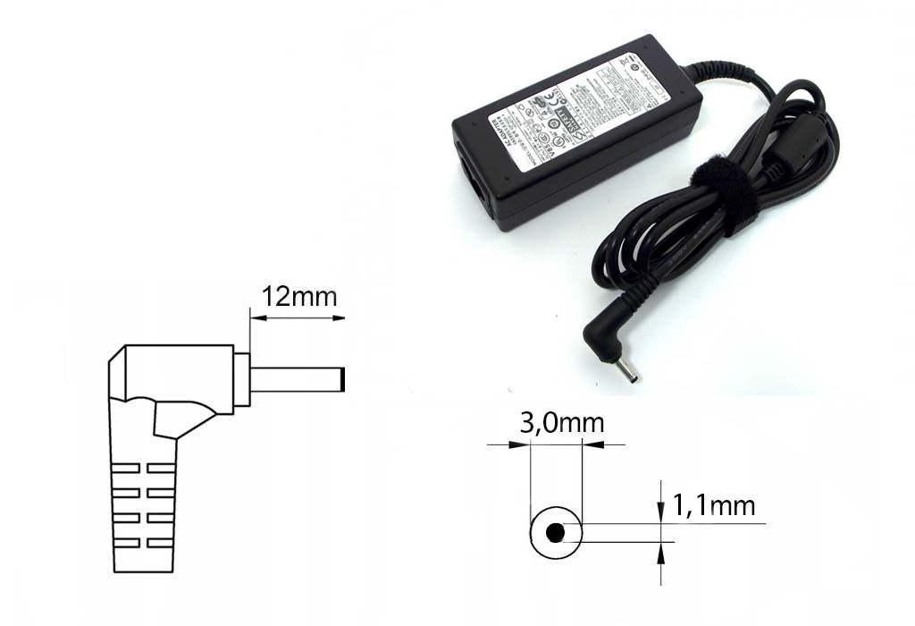 Зарядка (блок питания) для ноутбука Samsung 19V 2.1A 40W, штекер 3.0x1.1 мм