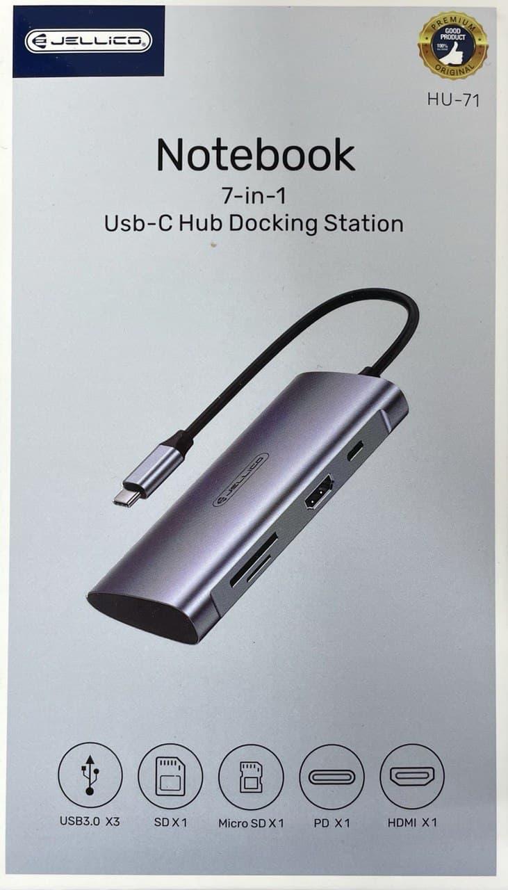 USB Hub 7в1 Jellico HU-71 (Серый)