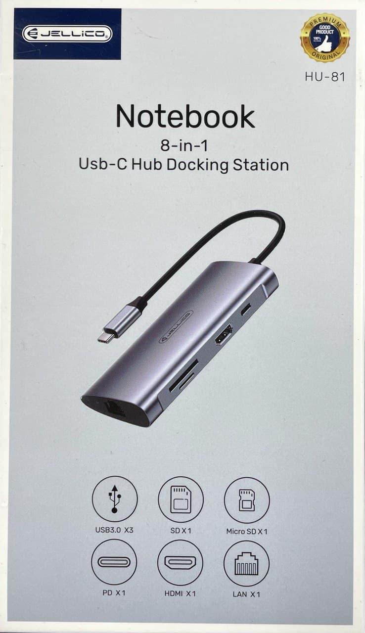 USB Hub 8в1 Jellico HU-81 (Серый)