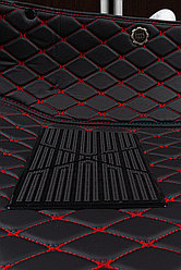 Skoda Superb 2008- Ковры Cалона эко-кожа (цвет Черный шов Красный) Coolpar 5D LUX