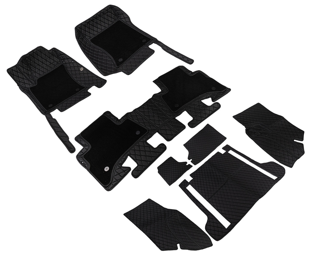 Ford Mondeo 2015- Ковры Салон+Багажник Эко-кожа (цвет Черный шов Черный) Coolpar 5D LUX