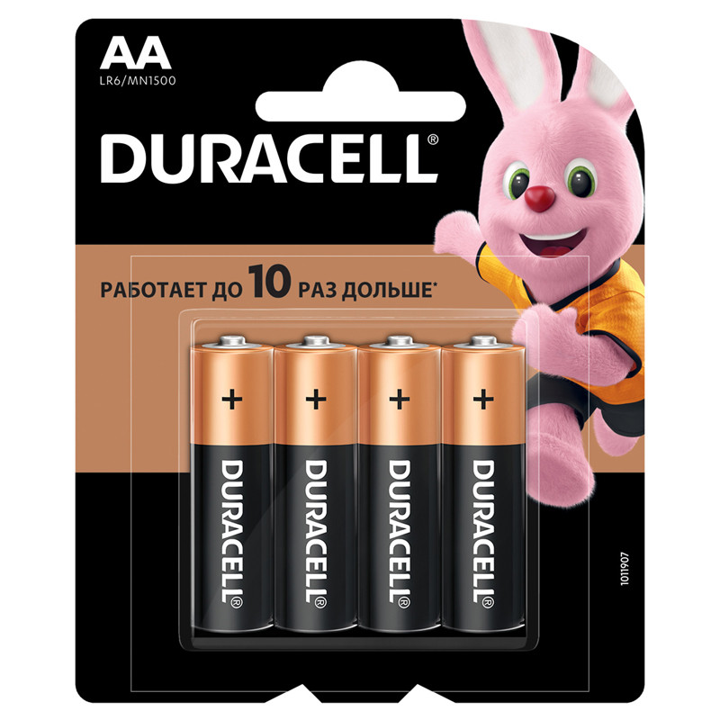 Батарейка Duracell Basic AA (LR06) 4BL - фото 1 - id-p166798345