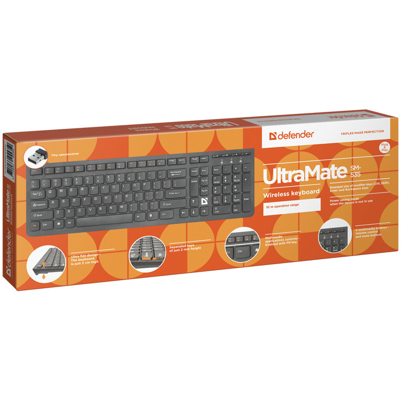 Клавиатура беспроводная Defender UltraMate SM-535, USB, черный 45535 - фото 2 - id-p166798346