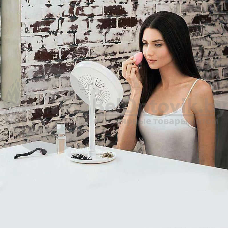 Зеркало с подсветкой LED FAN MIRROR вентилятором/мини зеркалом 5-ти кратным увеличением (Хлопай ресницами и - фото 5 - id-p166799755