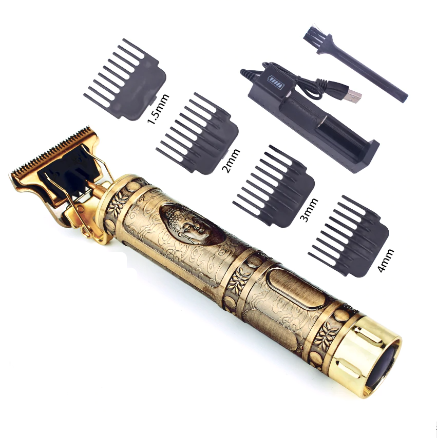 Беспроводной триммер для бороды, усов и арт рисунков Hair Trimmer professional T-Blade (4 сменные насадки) - фото 3 - id-p166857298