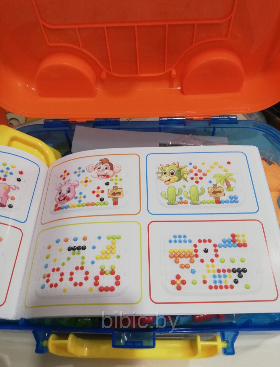Детский конструктор-мозаика Bus Gear Platter автобус с шуруповертом и животными, детская развивающая игрушка - фото 3 - id-p166856571