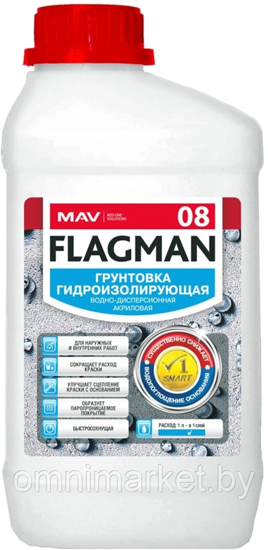 Грунтовка MAV Flagman ВД-АК-08 гидроизолирующая бесцветная 1 л - фото 1 - id-p166869246