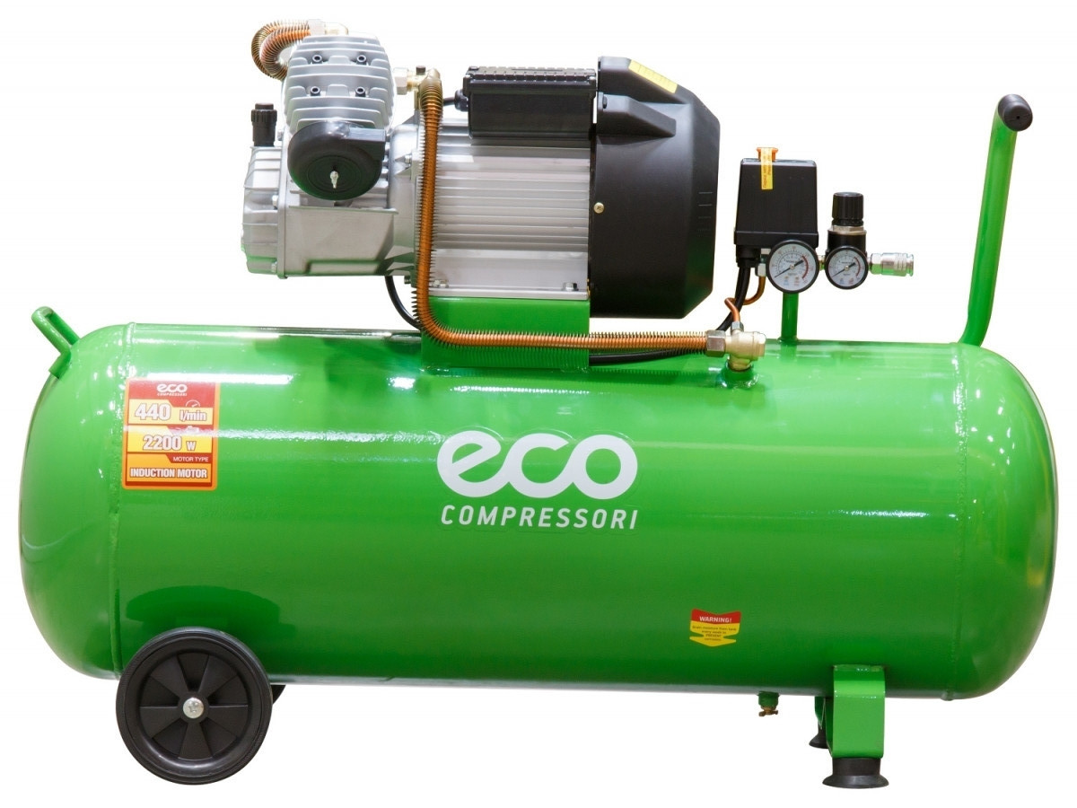Компрессор ECO AE-1005-3 (440 л/мин, 8 атм, коаксиальный, масляный, ресив. 100 л, 220 В, 2.20 кВт) - фото 2 - id-p105318968