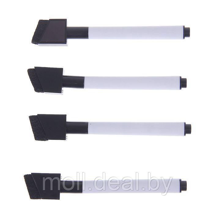 Маркеры на водной основе со стиралкой и магнитом (набор 4 шт), цвет черный - фото 1 - id-p166678020