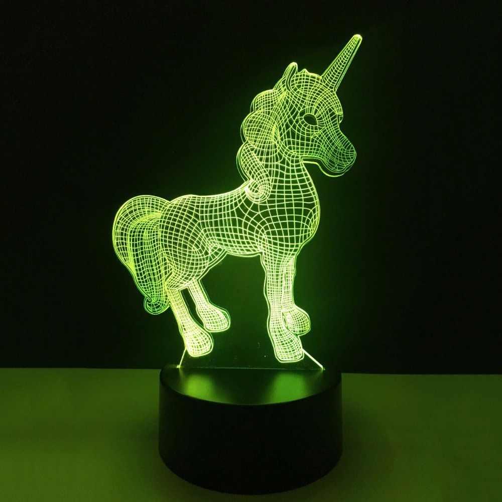 Светильник 3D Единорог цветной / Детский ночник / Лампа / "Unicorn"
