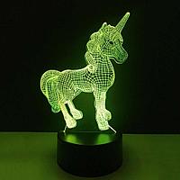 Светильник 3D Единорог цветной / Детский ночник / Лампа / "Unicorn"