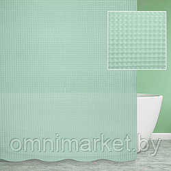 Шторка-занавеска для ванной Savol S-3DG 180x180 см салатовая с текстурой (3D-эффект)