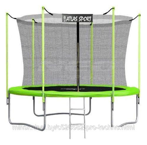 Батут Atlas Sport 312 см - 10ft (с лестницей, внутренняя сетка, зеленый)